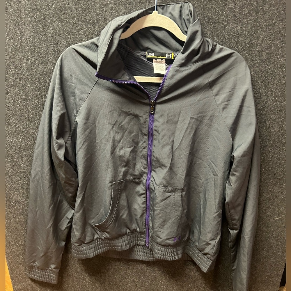 Under Armour Jacket Womens Gray Full Zip Athletic Lightweight Large